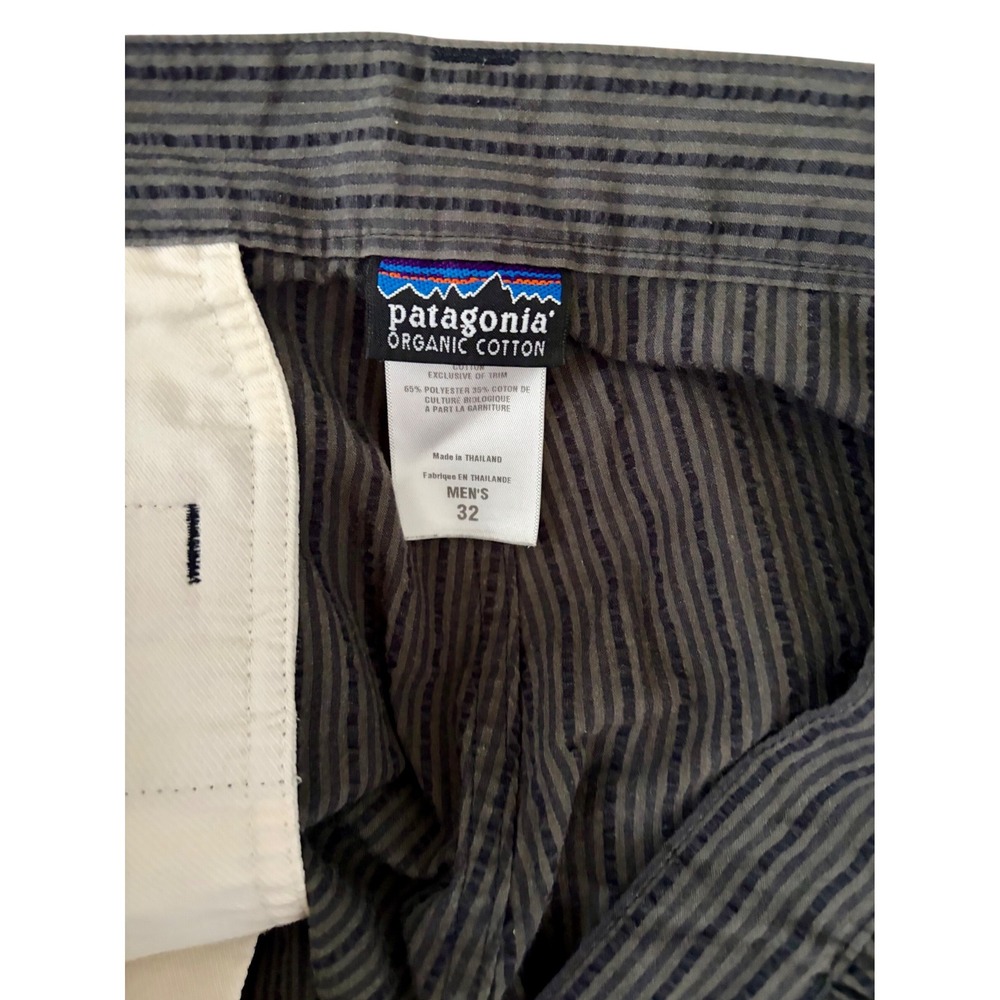 Patagonia‎ Mens Organic Cotton Striped Shorts Gray Size 32 Flat Front Utility - Picture 3 of 3